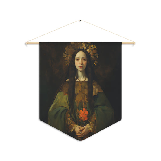 Saint Elizabeth of Portugal Wall Banner / Wall Hanging - Prayer room art - Catholic Home Art - Large Saint Art - 18" x 21"