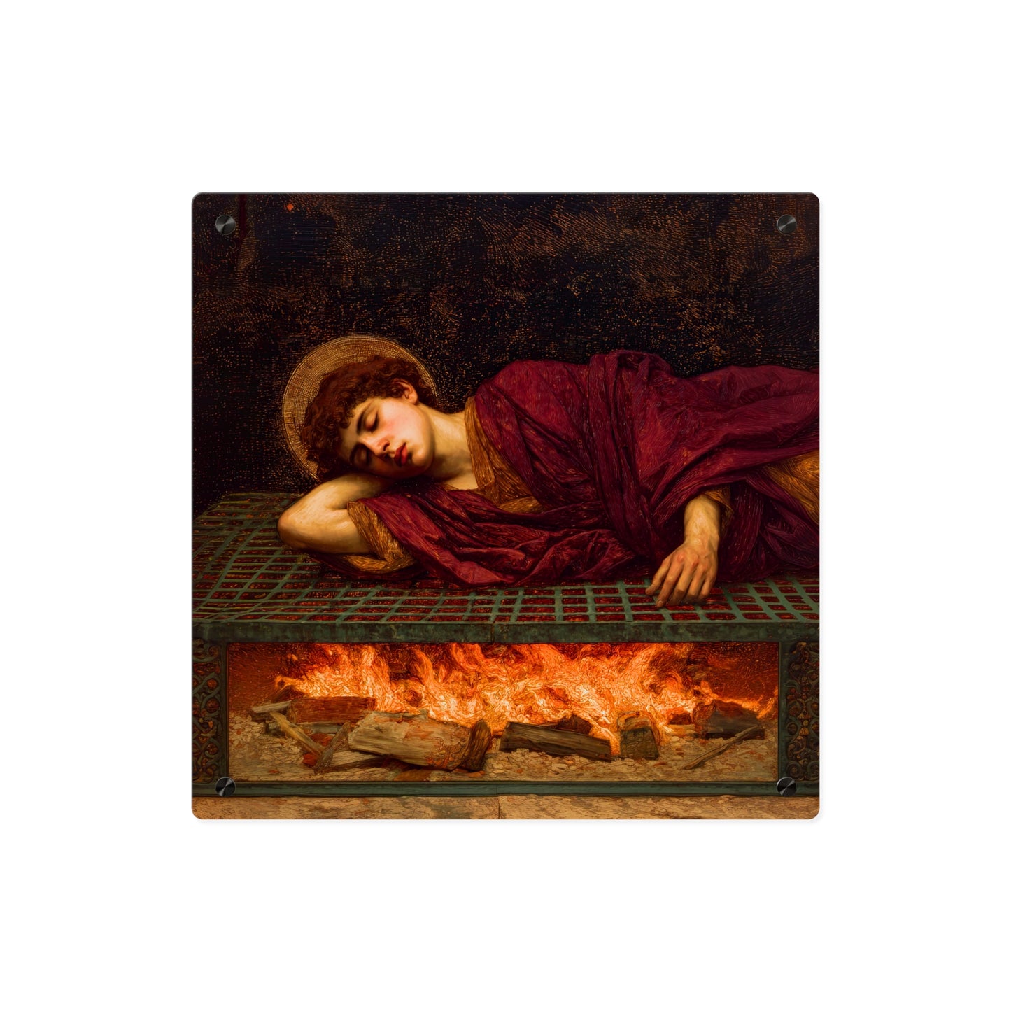 Saint Lawrence Wall Art Panel - Ready to Hang Acrylic Print - Catholic Saint Art - Patron Saint Print - No Frame needed