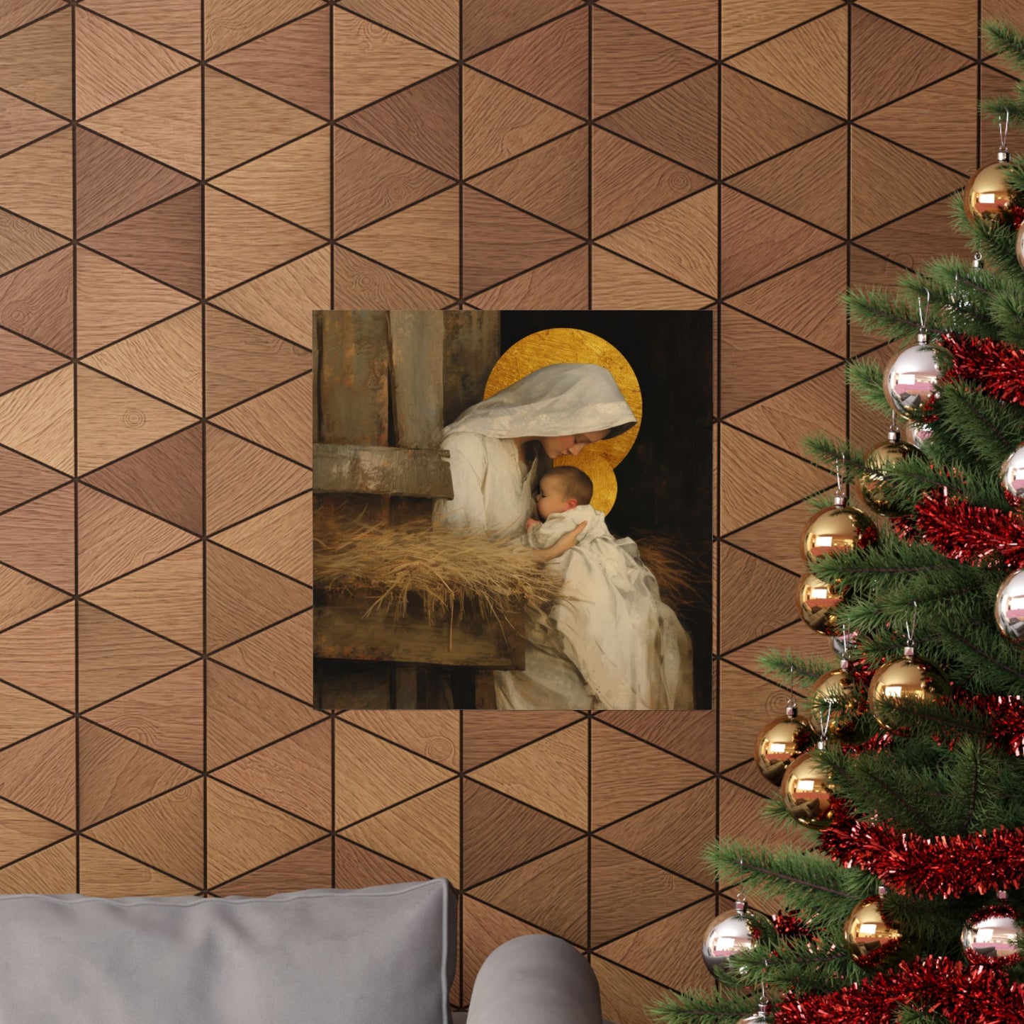 Our Lady of the Manger - Mother Mary and the Christ Child - Sanctified Souls Print - Multiple Sizes - Premium Matte Vertical Posters