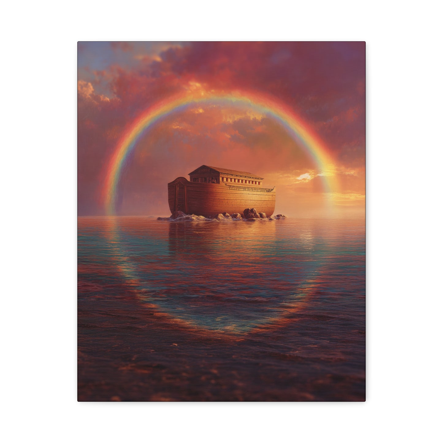 Sheltered Beneath the Covenant Sky - Noah's Ark - Gallery Wrapped Canvas - Print - Religious Art for your Home - Catholic