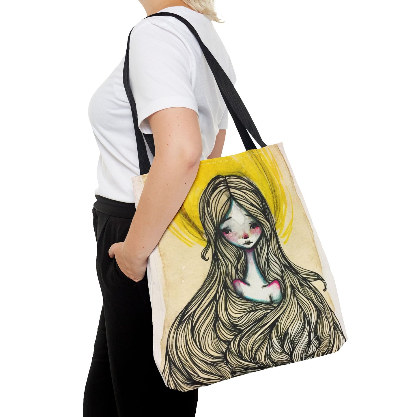 Saint Agatha of Sicily Tote - Hand-Drawn Catholic Art - Prayer Bag | Christian Devotional Tote | Sanctified Solocosmo Religious Tote