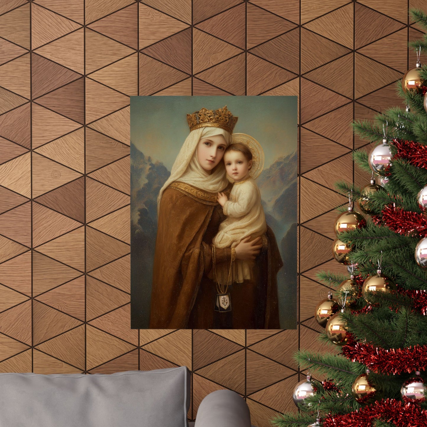 A Cord Between Heaven and Earth - Our Lady of Mount Carmel - Sanctified Souls Print - Multiple Sizes - Premium Matte Vertical Posters