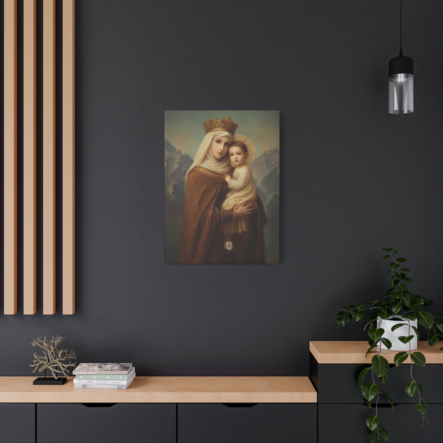 A Cord Between Heaven and Earth - Our Lady of Mount Carmel Wrapped Canvas Print - Multiple Sizes - Catholic Home art Matte Canvas, Stretched