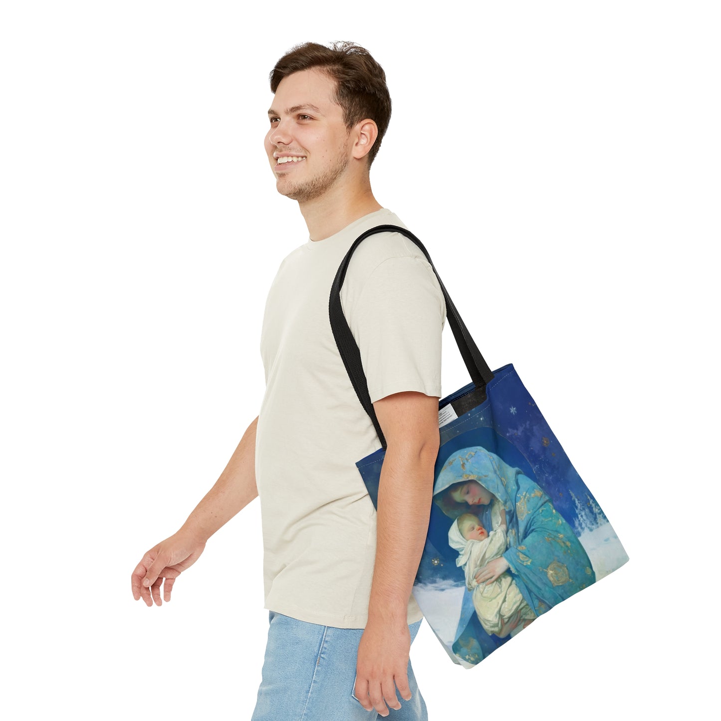 Snowfall of Grace: Our Lady's Blessing Tote Bag - Large Medium Small Faith Art Bag - Catholic Faith Purse - Religious - Prayer Bag