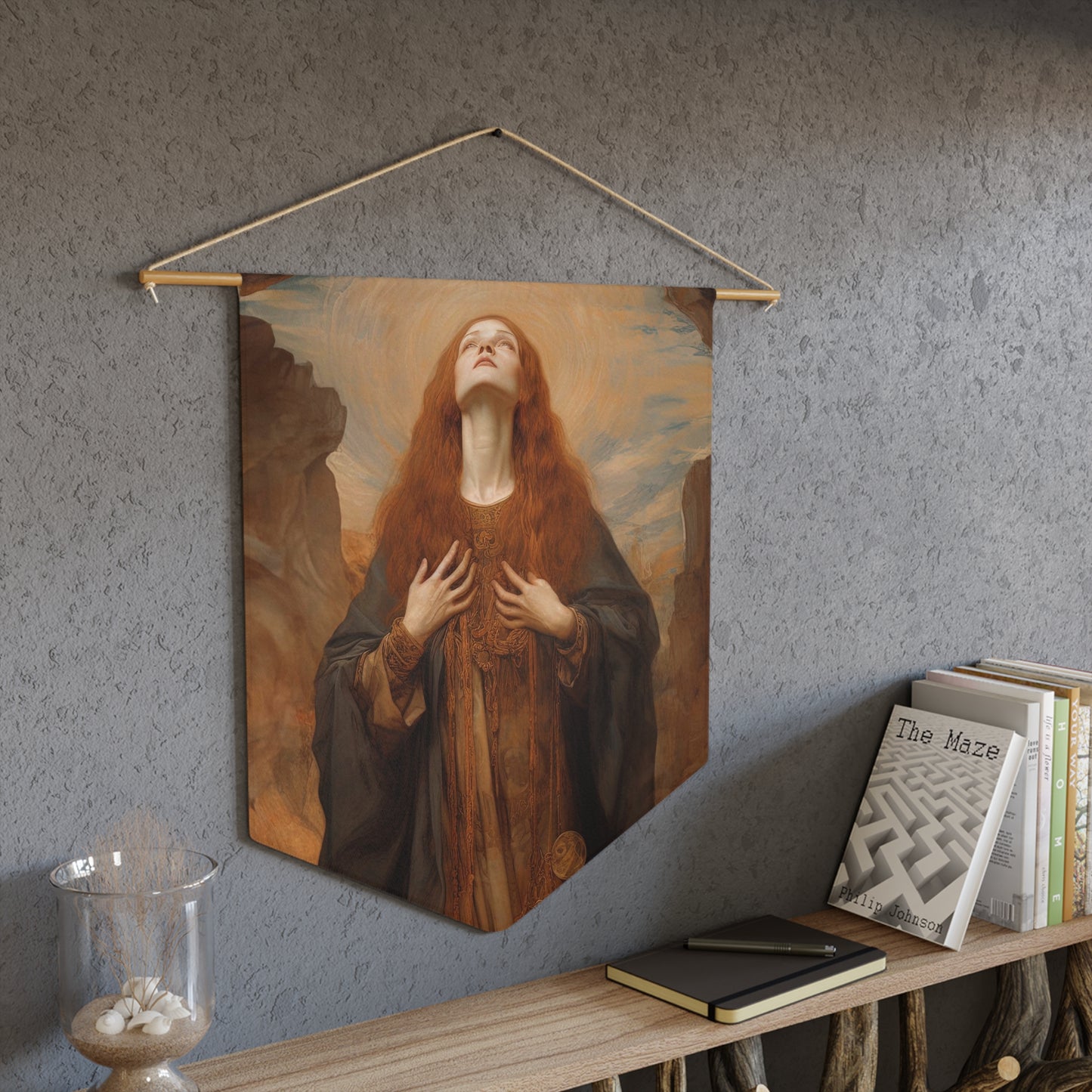 Saint Rosalia Wall Banner / Wall Hanging - Unique Religious Art for your home - Prayer room - Catholic Home Art - 18" x 21"