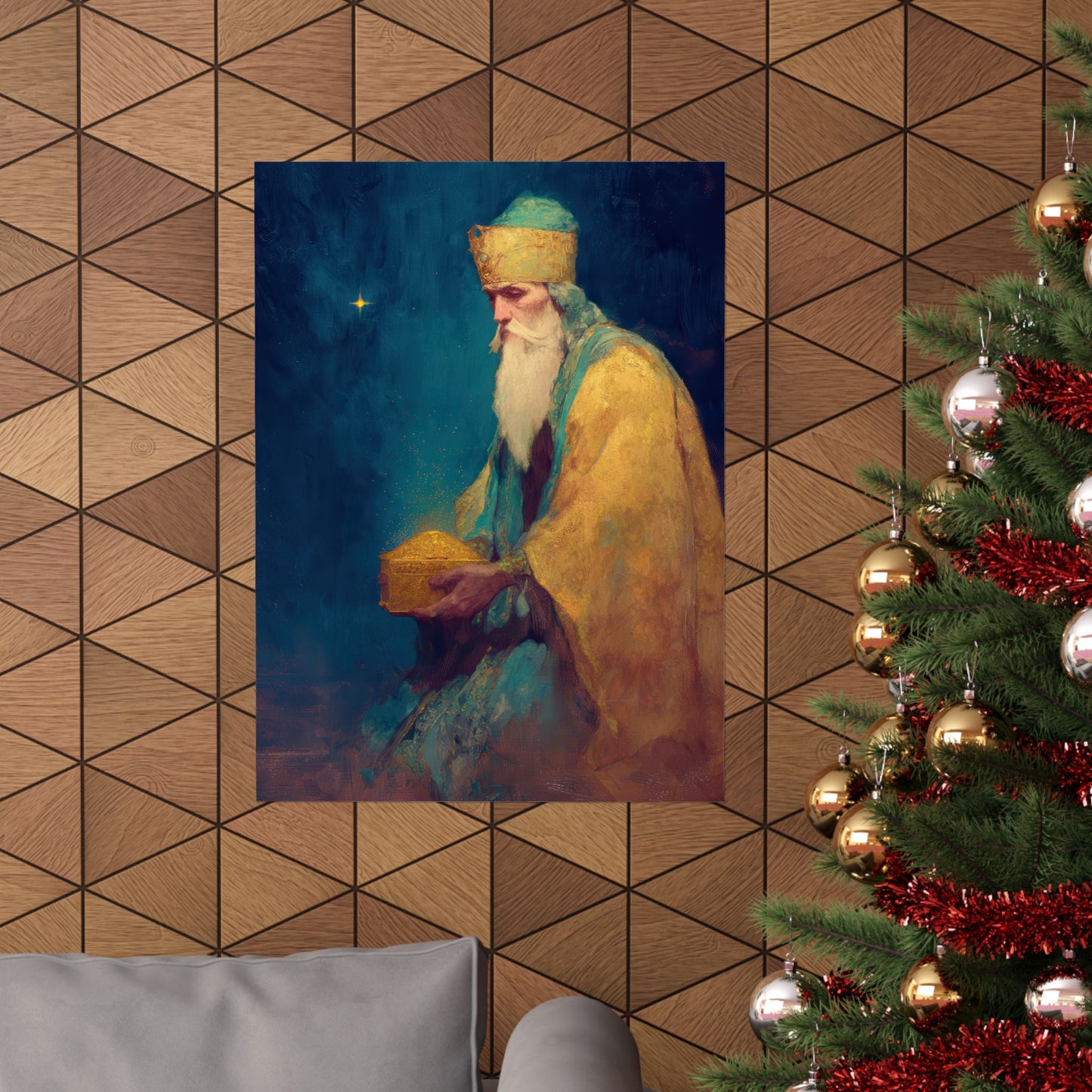 Caspar and the Offering of Worship - 3 Wise Men - Sanctified Souls Print - Multiple Sizes - Premium Matte Vertical Posters