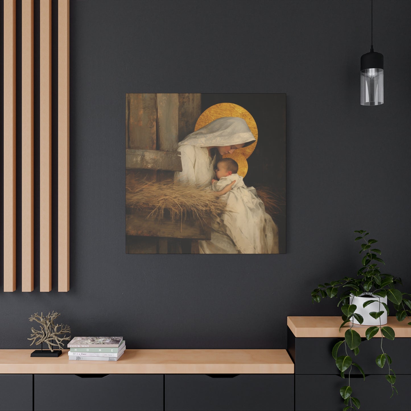 Our Lady of the Manger - Mother Mary and the Christ Child - Gallery Wrapped Canvas - Print - Religious Art for your Home - Catholic