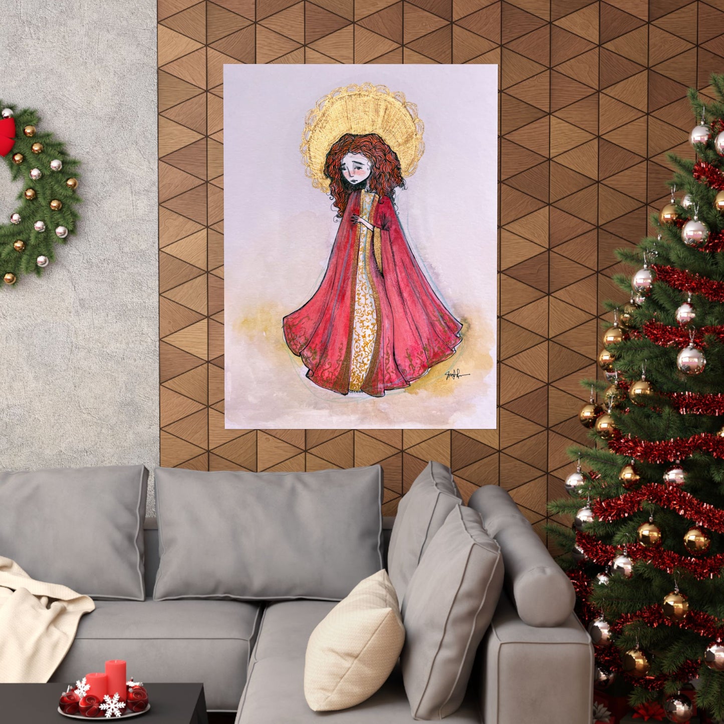 Saint Bibiana Hand-Drawn Catholic Art Print | Christian Devotional Wall Art | Sanctified Solocosmo Religious Poster