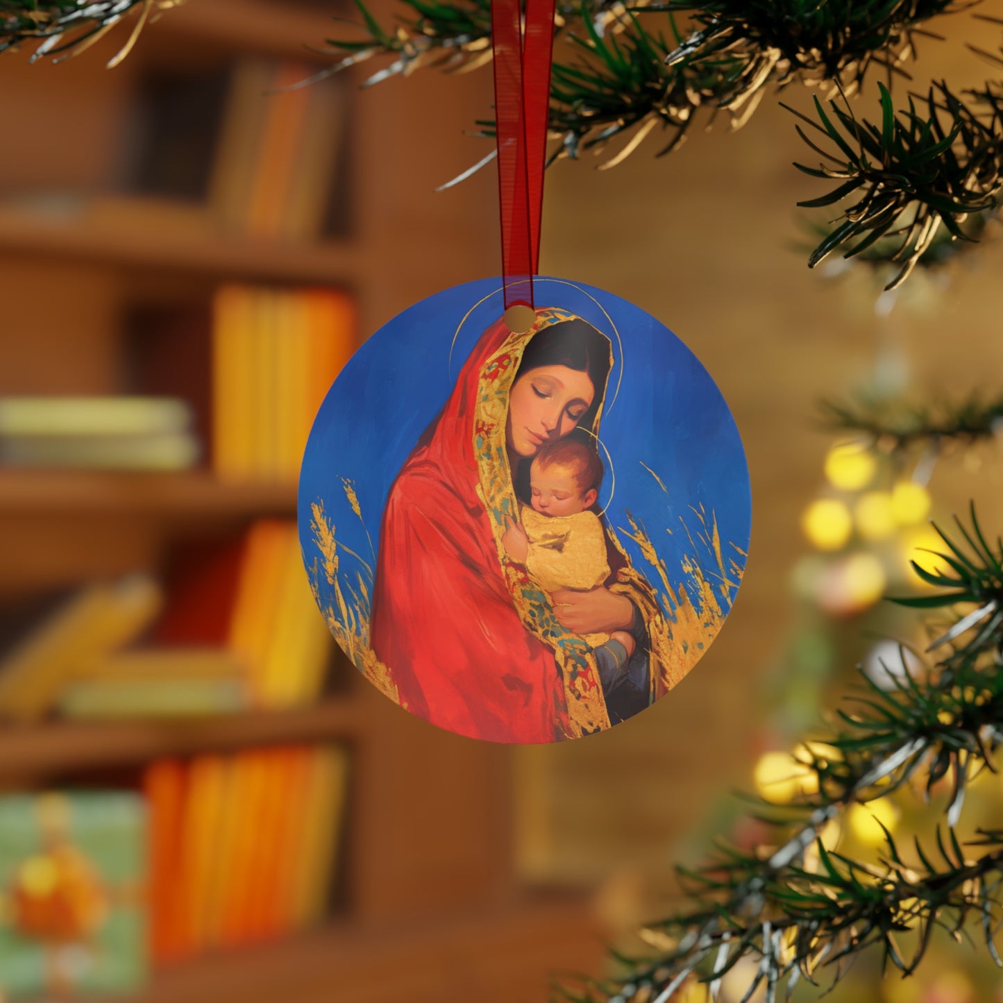 Our Lady of the Harvest Metal Ornament - Religious Holiday Christmas Ornament and Keepsake - Prayer Ornament