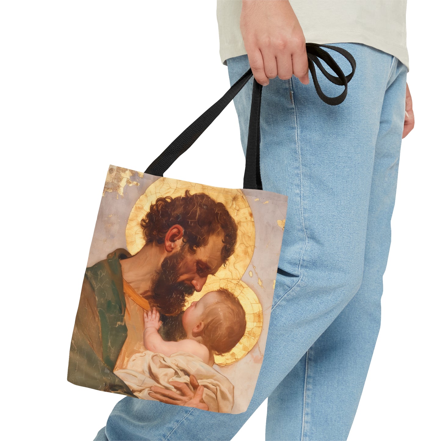 Saint Joseph, Pillar of the Holy Family - Tote Bag - Large Medium Small Faith Art Bag - Catholic Faith Purse - Double Sided
