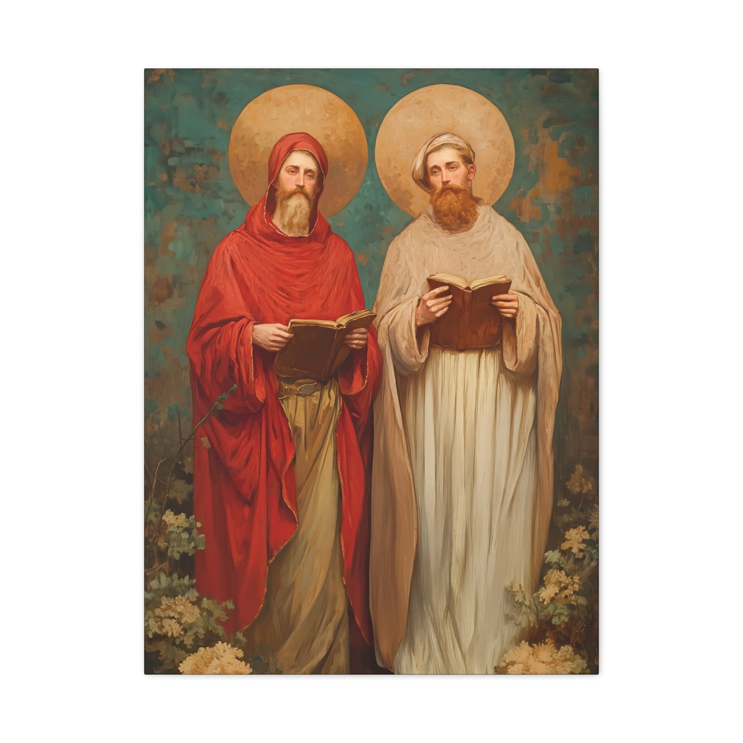 Saints Cosmas and Damian - Multiple Sizes - Catholic Home art - Museum Wrapped Canvas - Sanctified Souls Print - Catholic Martyr Art