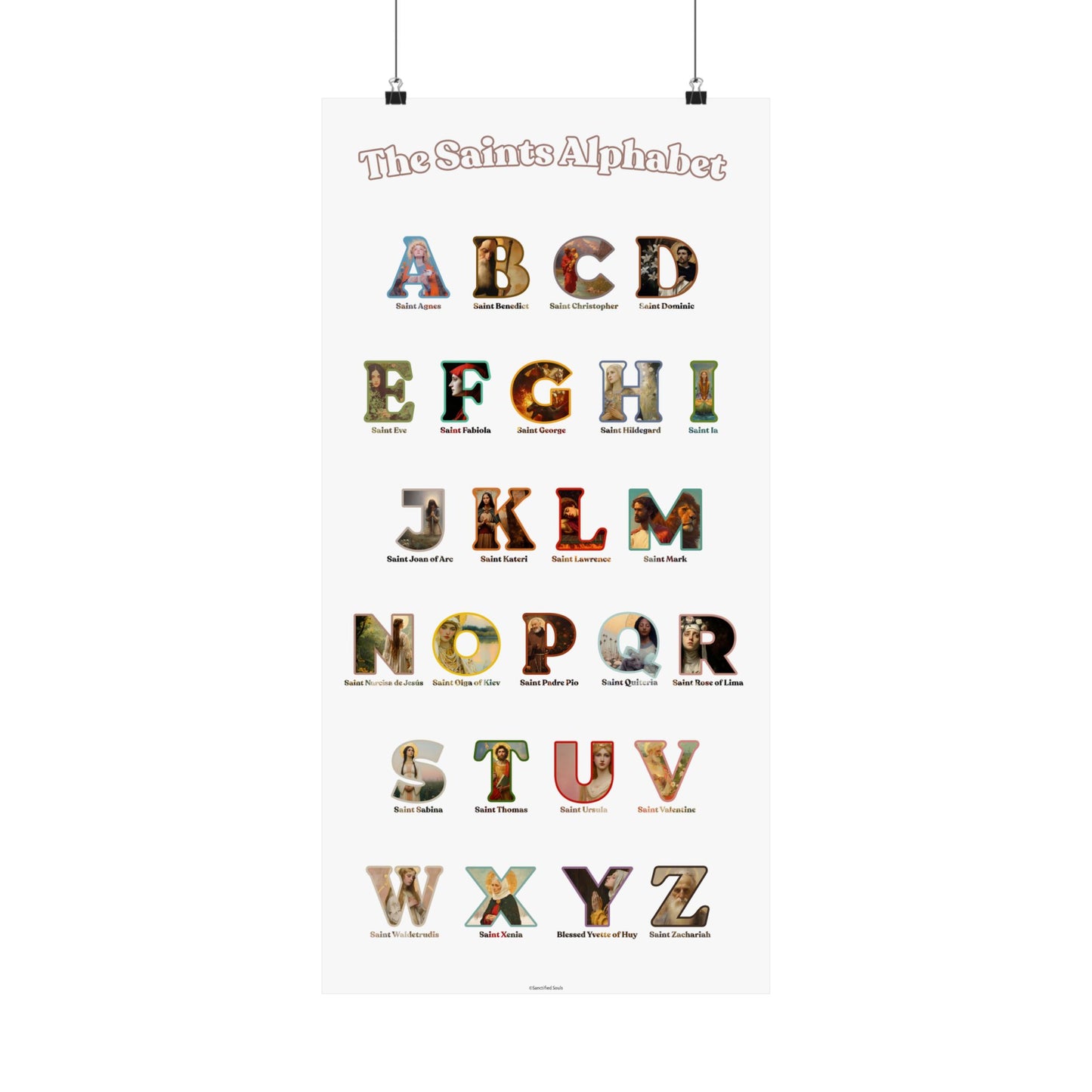 Catholic Saints ABC Print - Alphabet Poster - A to Z Saints Wall Art - Catholic Saints Chart- Classroom / Homeschool - Saints of the Church