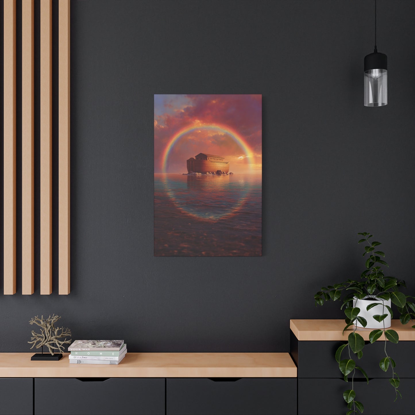 Sheltered Beneath the Covenant Sky - Noah's Ark - Gallery Wrapped Canvas - Print - Religious Art for your Home - Catholic