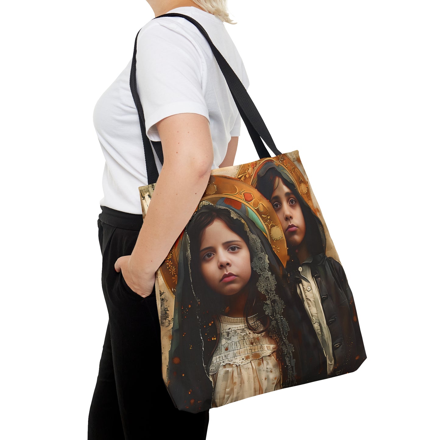 Saints Francisco and Jacinta Marto Tote Bag - Purse - Three sizes - Faith Art Bag - Catholic faith inspired carry-all purse - Double Sided