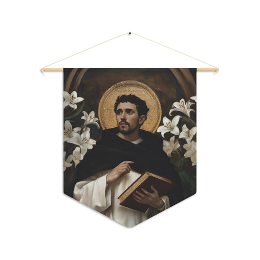 Saint Dominic Pennant / Banner / Wall Hanging - Prayer room art - 18" x 21" - Catholic - Large Banner