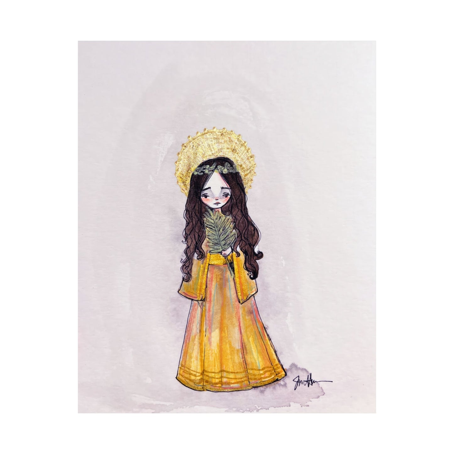 Saint Charity Poster - Hand-Drawn Art | Catholic Art Print | Faith Hope and Charity Youngest Sister | Devotional Wall Art