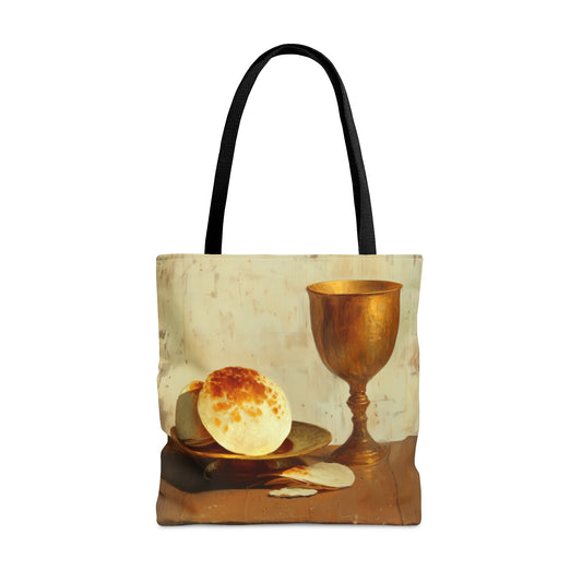 Cup of Sorrows, Bread of Life Tote Bag - Large Medium Small Faith Art Bag - Catholic Faith Purse - Double Sided