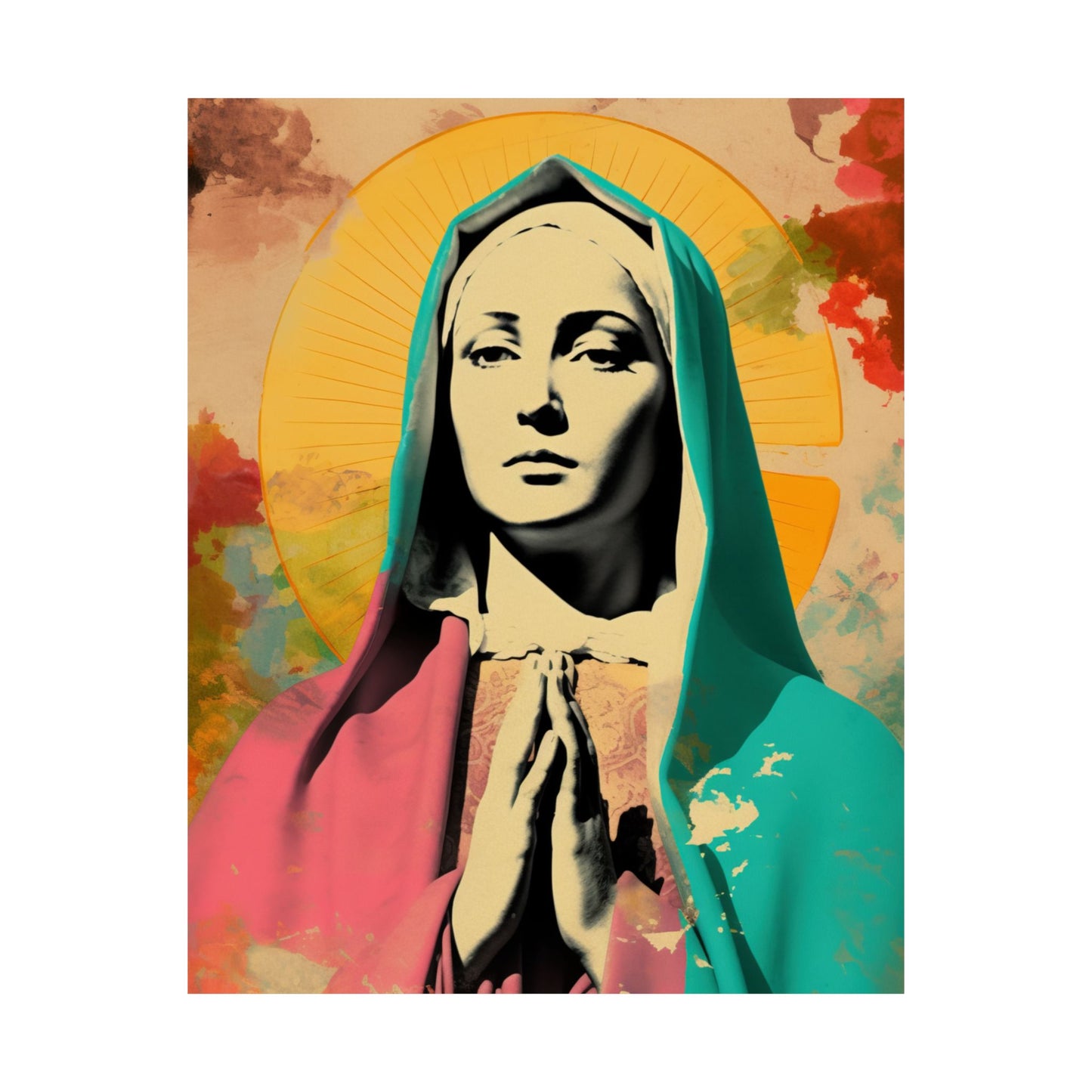 Mary The Blessed Virgin - Sanctified Souls Print - Multiple Sizes - Premium Matte Vertical Poster - Pop Surreal Lowbrow Art Style