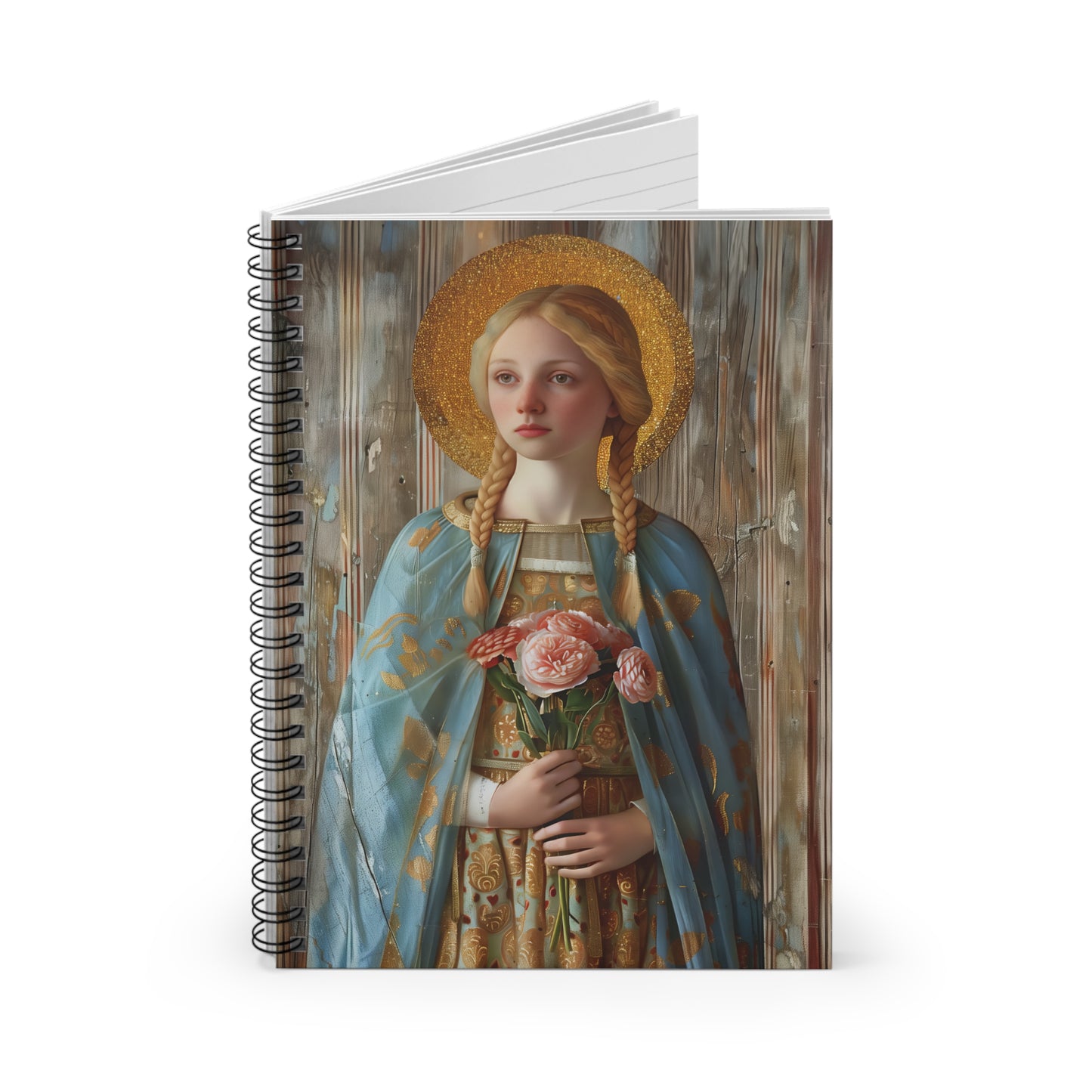 Saint Fina Journal - Sanctified Souls Art - Religious Based Notebook - Spiral Notebook - Ruled Line