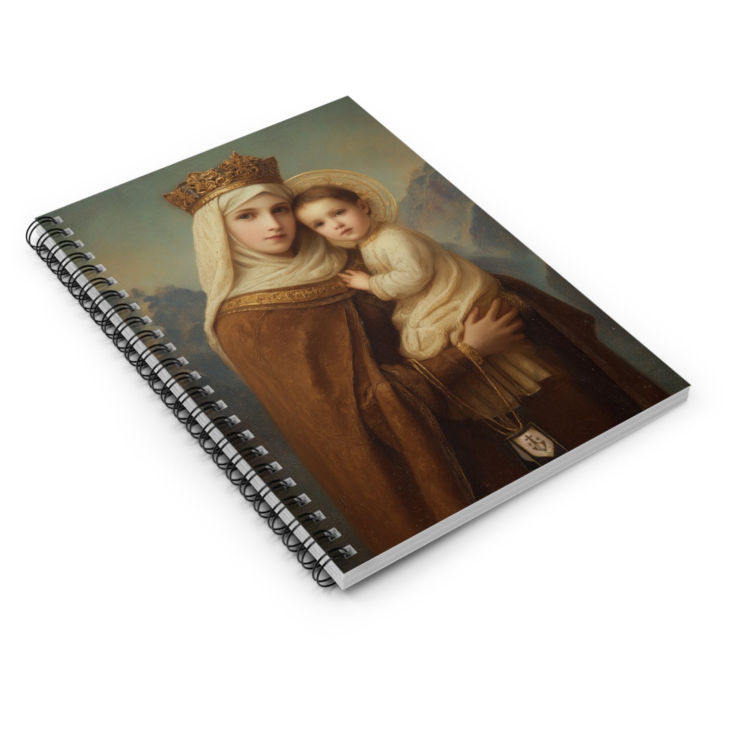 A Cord Between Heaven and Earth - Our Lady of Mount Carmel - Sanctified Souls Art - Religious Based Notebook - Spiral Notebook - Ruled Line