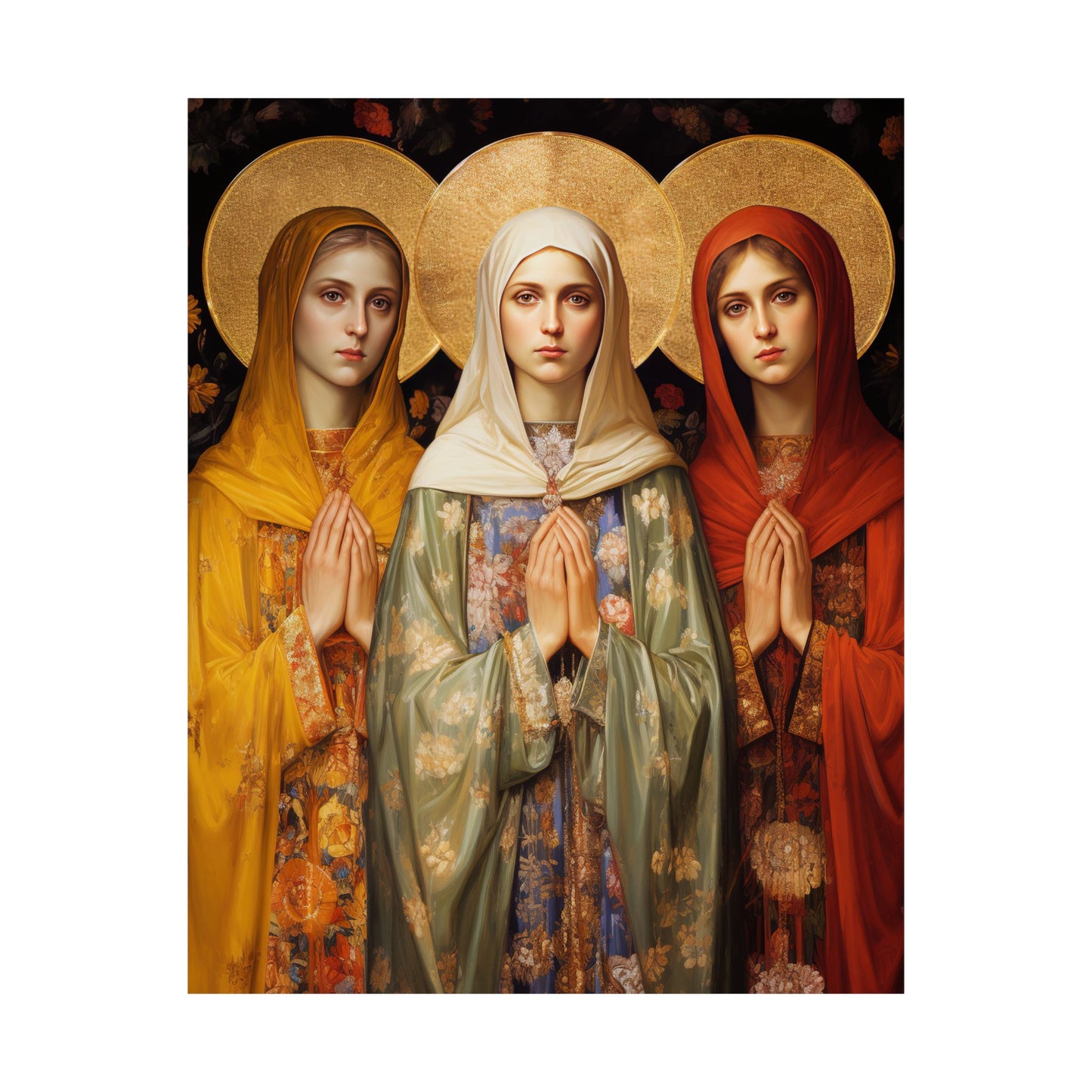 Saints Metrodora, Nymphodora and Menodora - Sanctified Souls Print - Multiple Sizes - Premium Matte Vertical Posters