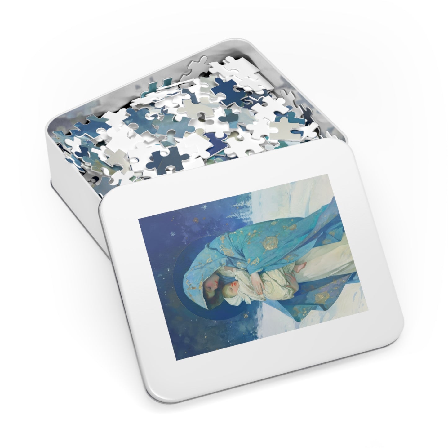 Snowfall of Grace: Our Lady's Blessing - Puzzle and Keepsake Tin - Religious (30, 110, 252, 500,1000) - Gifts for Catholic