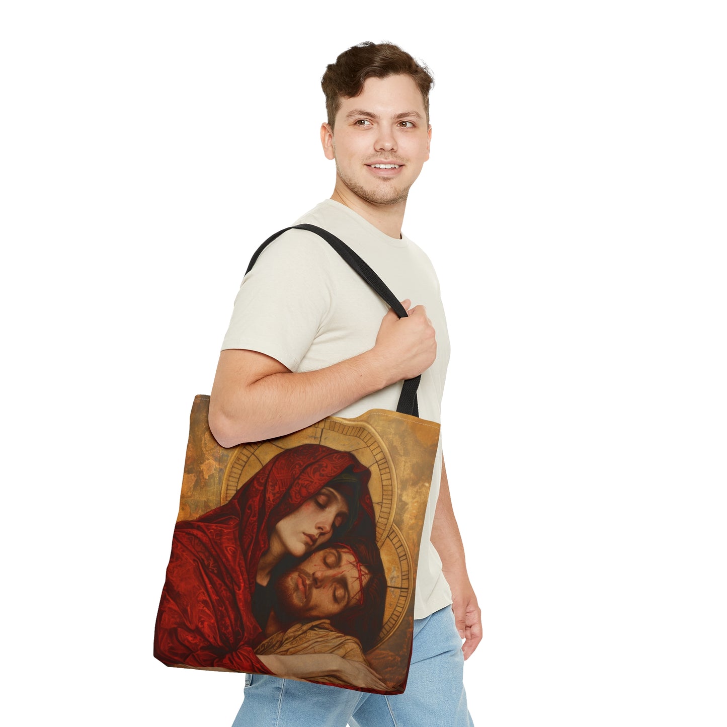 Eternal Sorrow - Mary's Mourning Beneath the Cross Tote Bag - Large Medium Small Faith Art Bag - Catholic Faith Purse - Religious