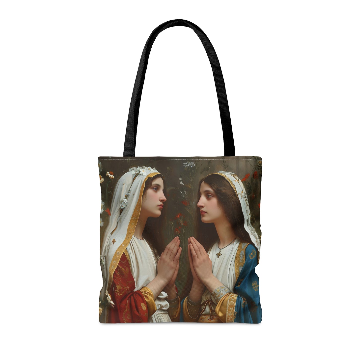 Saints Emiliana and Trasilla Tote Bag - Large Medium Small Faith Art Bag - Re usable Tote Purse - Double Sided - Catholic Art Bag