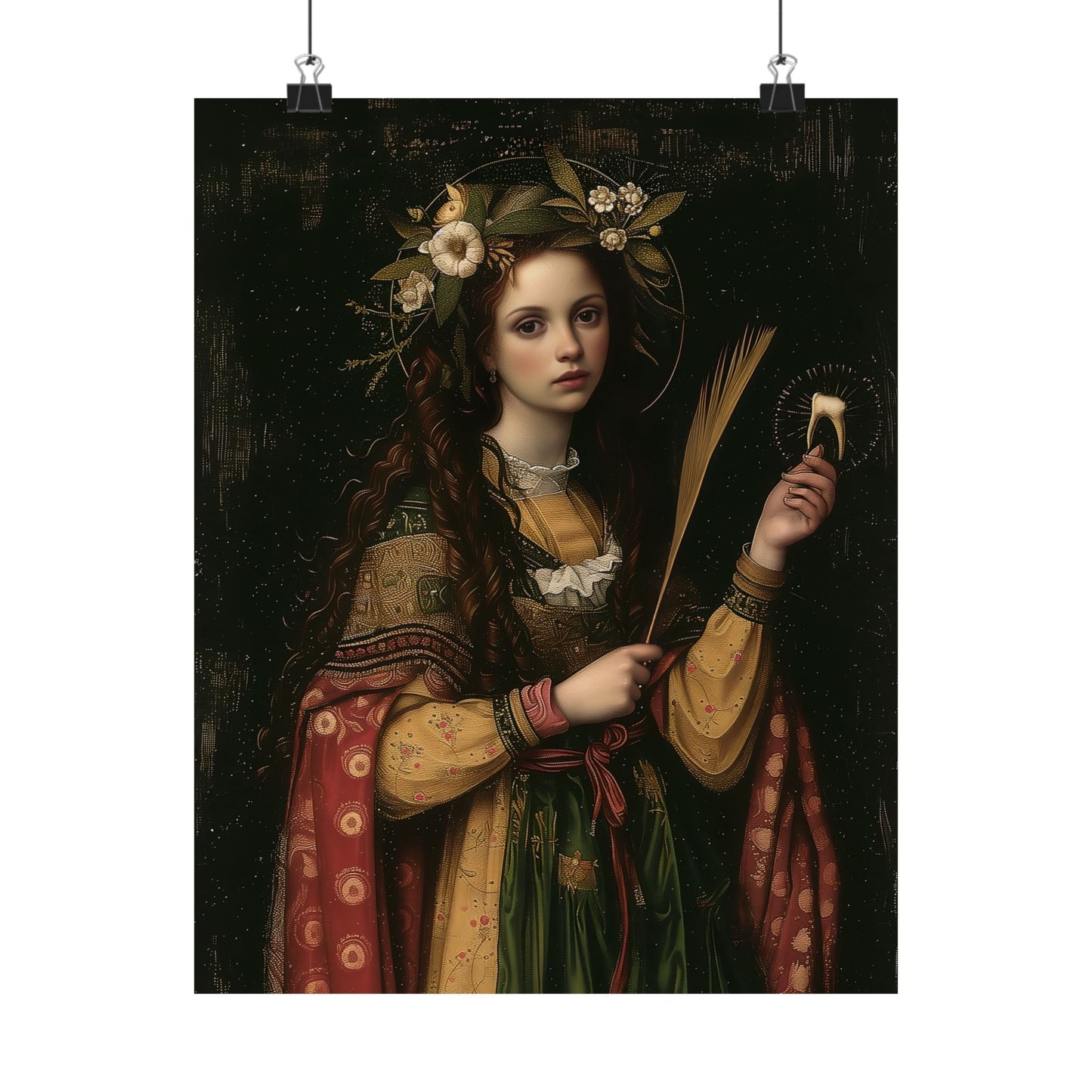 Saint Apollonia Poster Print - Sanctified Souls Print - Multiple Sizes - Premium Posters - Catholic Art for your home