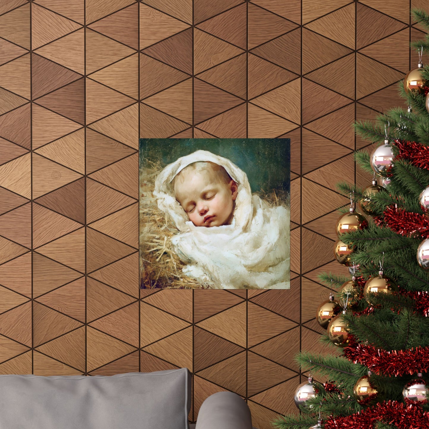 The Christ Child Resting in the Silence of the Manger - Sanctified Souls Print - Multiple Sizes - Premium Matte Vertical Posters