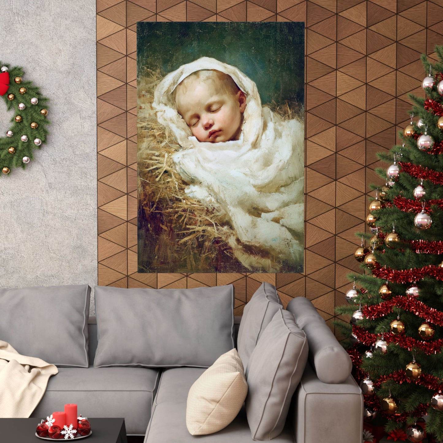 The Christ Child Resting in the Silence of the Manger - Sanctified Souls Print - Multiple Sizes - Premium Matte Vertical Posters
