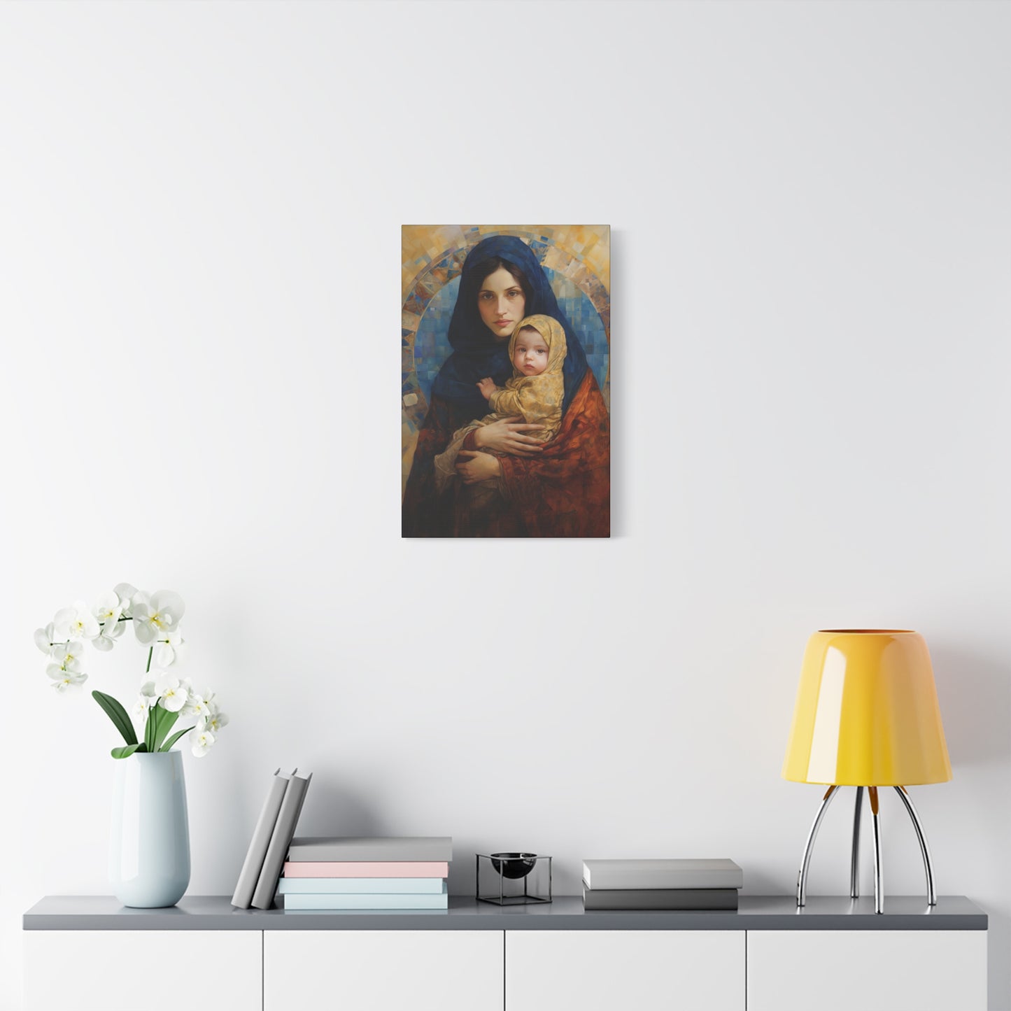 Maternal Seraph - Virgin Mary and Infant Jesus - Museum Wrapped Canvas - Religious Art for your Home - Catholic Art - Mary and Christ Child