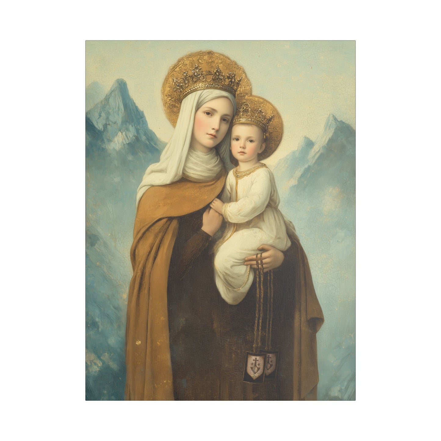 The Gift of the Scapular - Our Lady of Mount Carmel Wrapped Canvas Print - Multiple Sizes - Catholic Home art Matte Canvas, Stretched