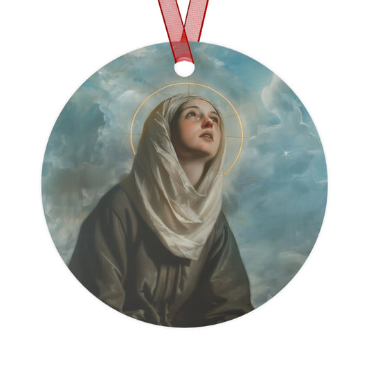Saint Margaret of Cortona Metal Ornament - Religious Holiday Christmas Ornament - Double sided - Catholic Keepsake - Religious Gift
