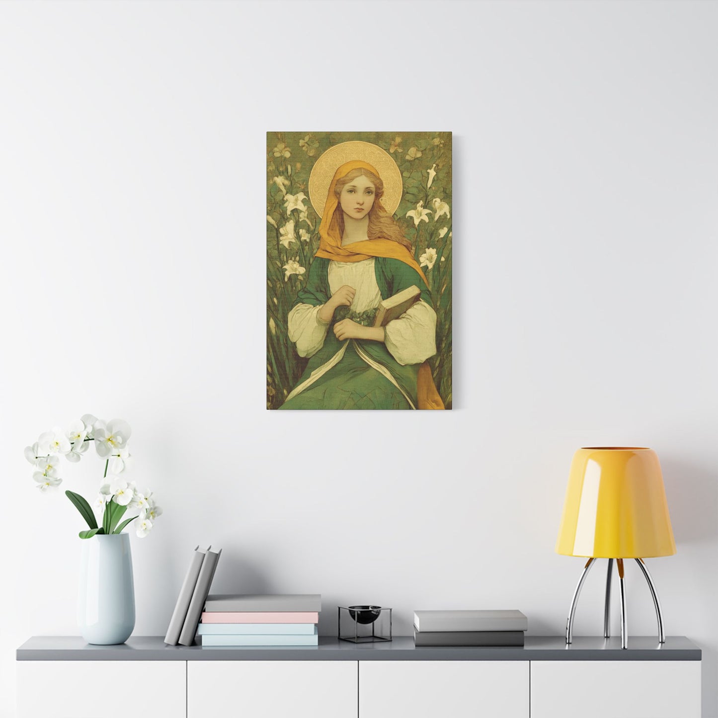 Saint Dymphna - Museum Wrapped Canvas - Sanctified Souls Print - Religious Art for your Home