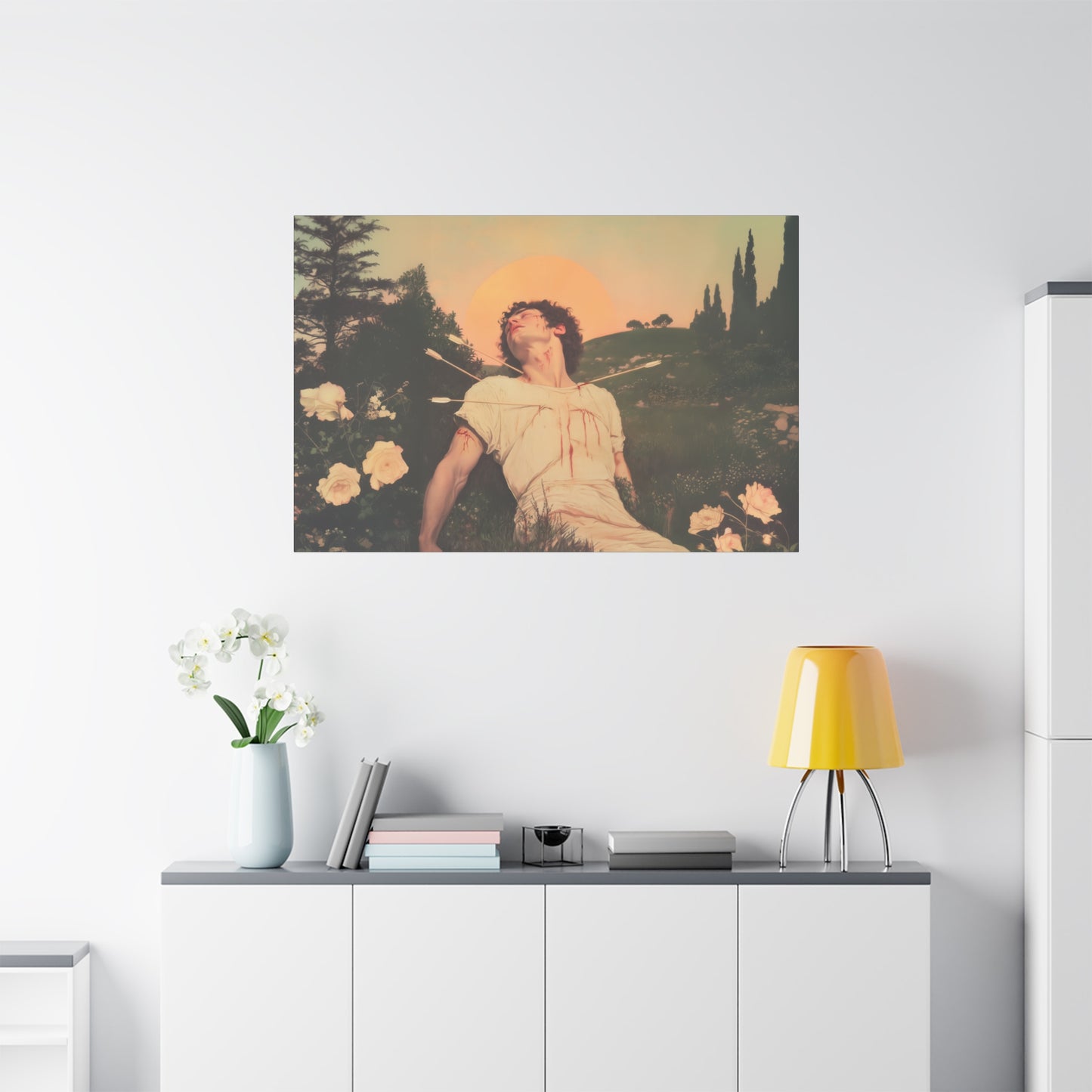 Saint Sebastian -  Museum Wrapped Canvas - Sanctified Souls Print - Religious Art for your Home - Catholic Patron Saint Art