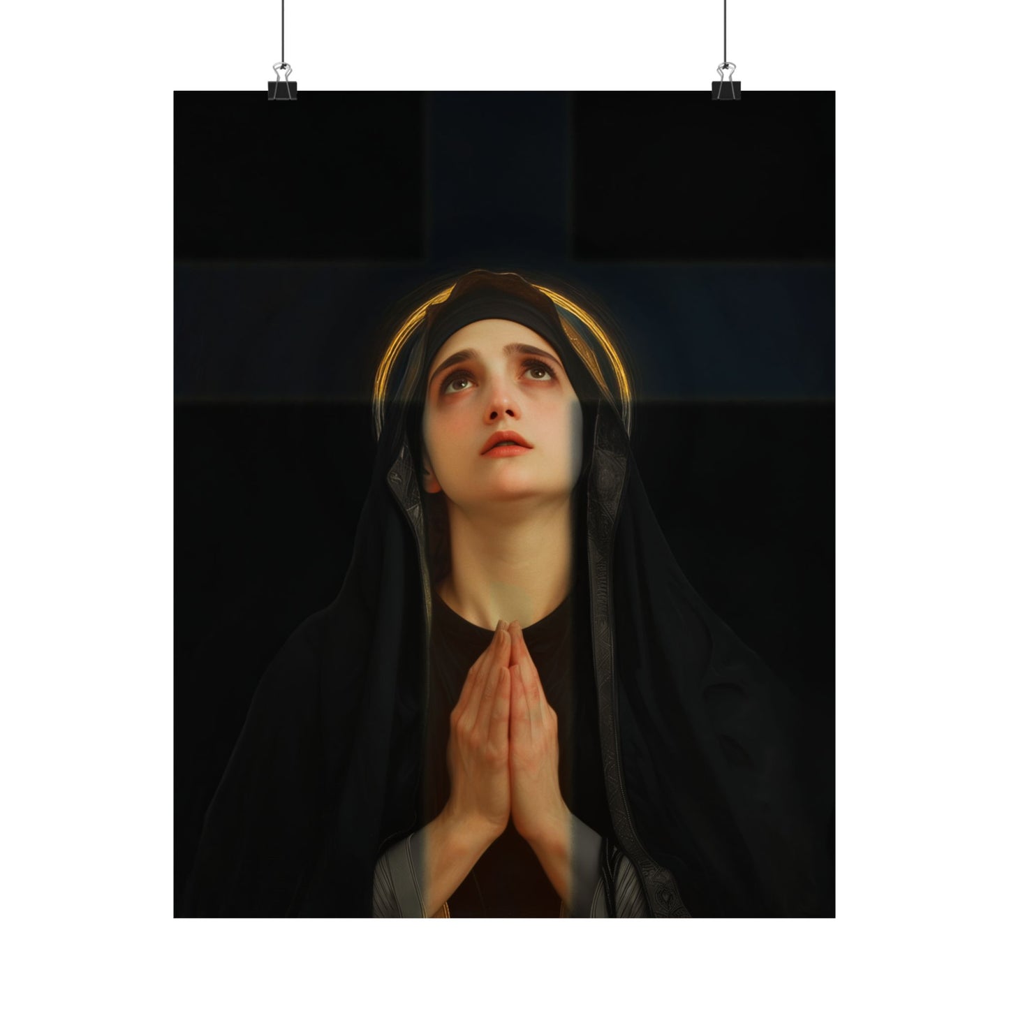 Our Lady of the Cross - Mother Mary  - Our Lady of the Crucifix - Marian Art  - Sanctified Souls Print - Multiple Sizes - Premium Posters