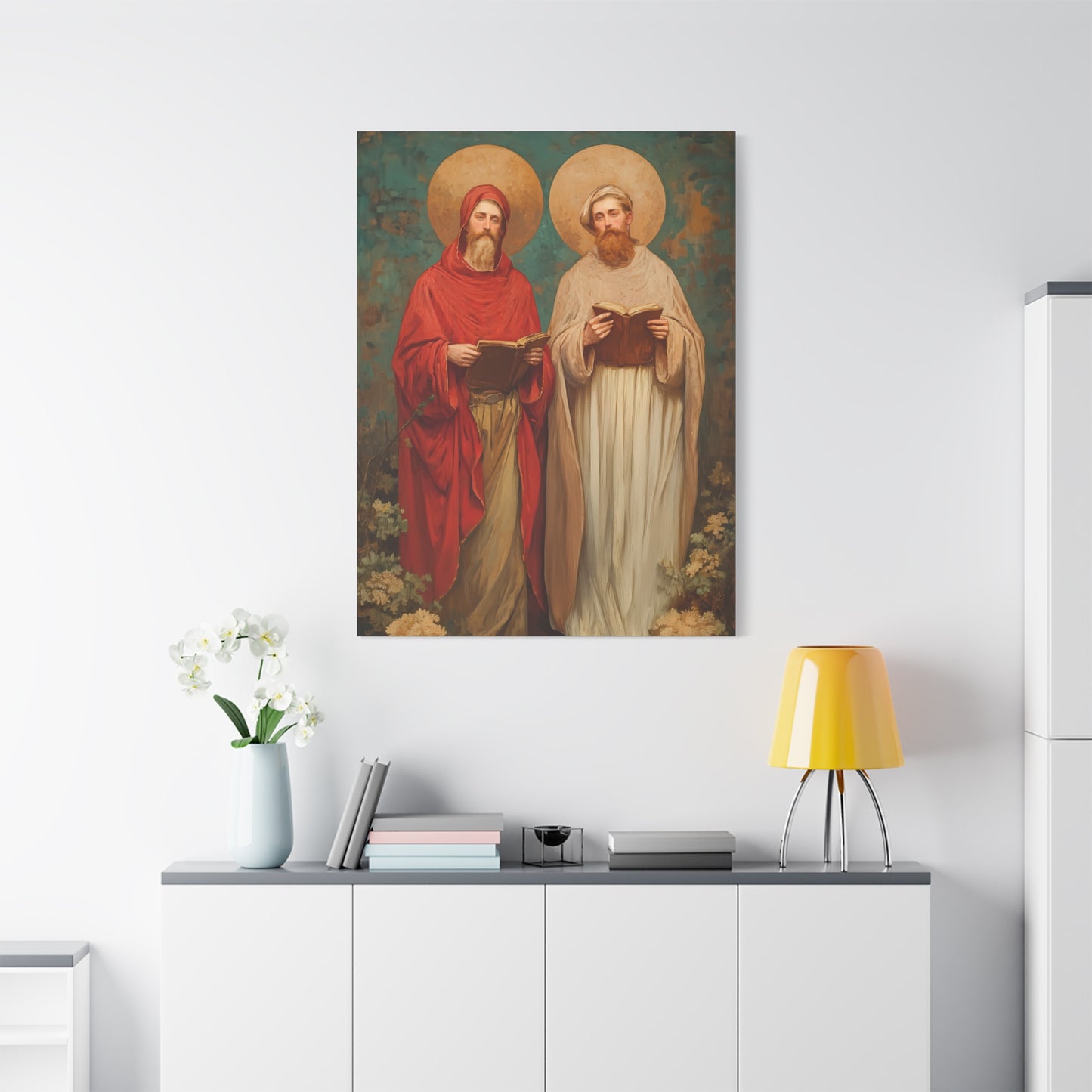 Saints Cosmas and Damian - Multiple Sizes - Catholic Home art - Museum Wrapped Canvas - Sanctified Souls Print - Catholic Martyr Art