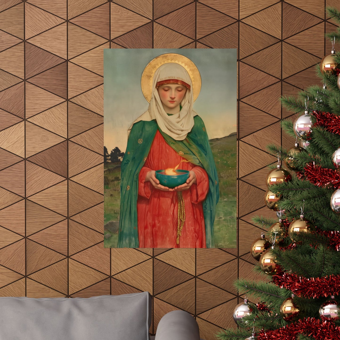 Saint Brigid of Ireland / Kildare - Sanctified Souls Print - Multiple Sizes - Premium Posters - Catholic Art - Christian Home Decor Artwork