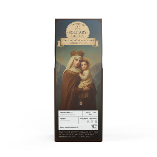 Our Lady of Mount Carmel - Morning Ascent (Light-Medium Roast) - St. Drogo - The Solitary Cup Co. - Artisan Catholic Saint Inspired Coffee - 12 oz