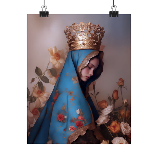 Our Lady of the Roses - Sanctified Souls Print - Multiple Sizes - Premium Matte Vertical Posters - Mother Mary Print