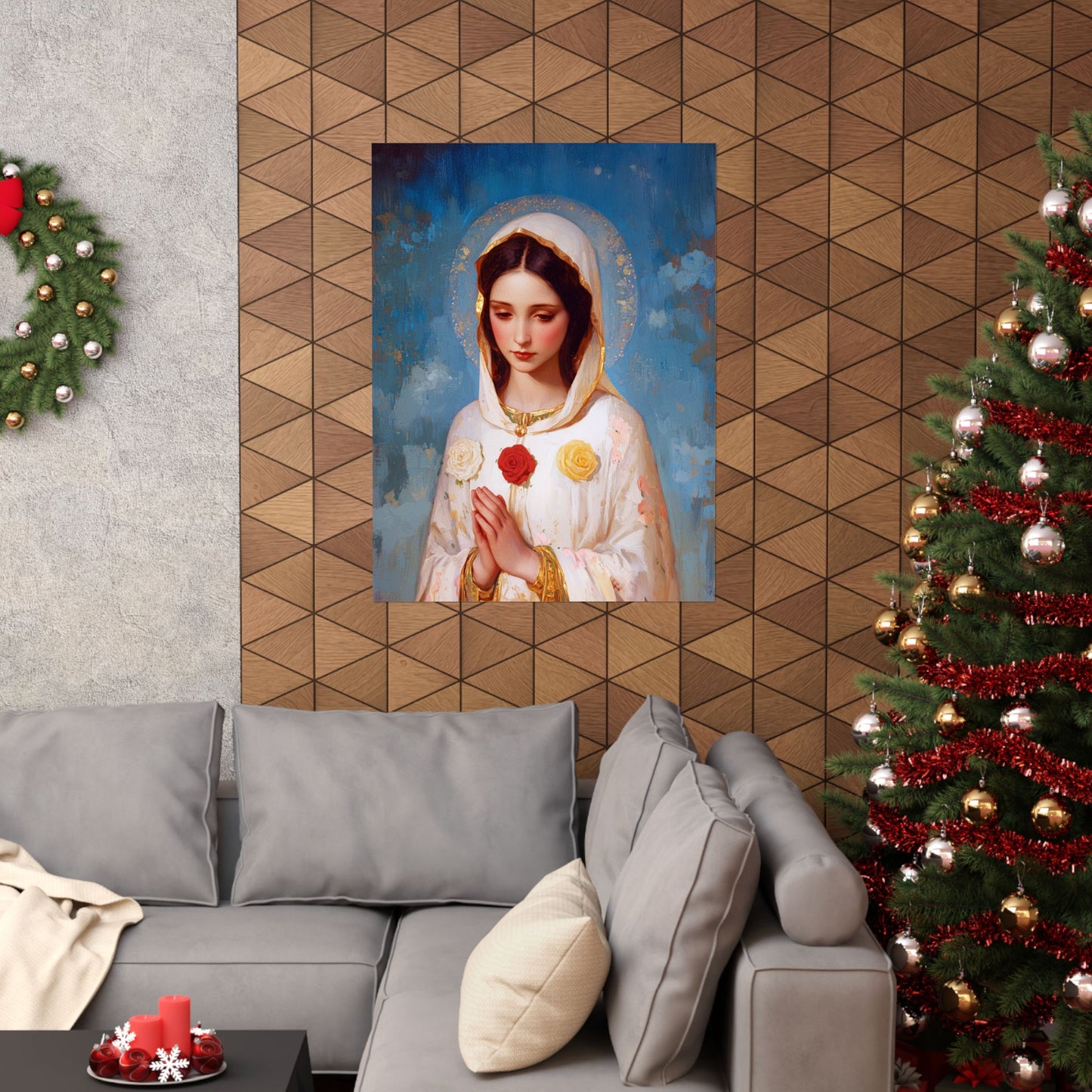 Rosa Mystica - Mystical Rose - Mother Mary - Marian Art - Sanctified Souls Print - Multiple Sizes - Premium Vertical Posters