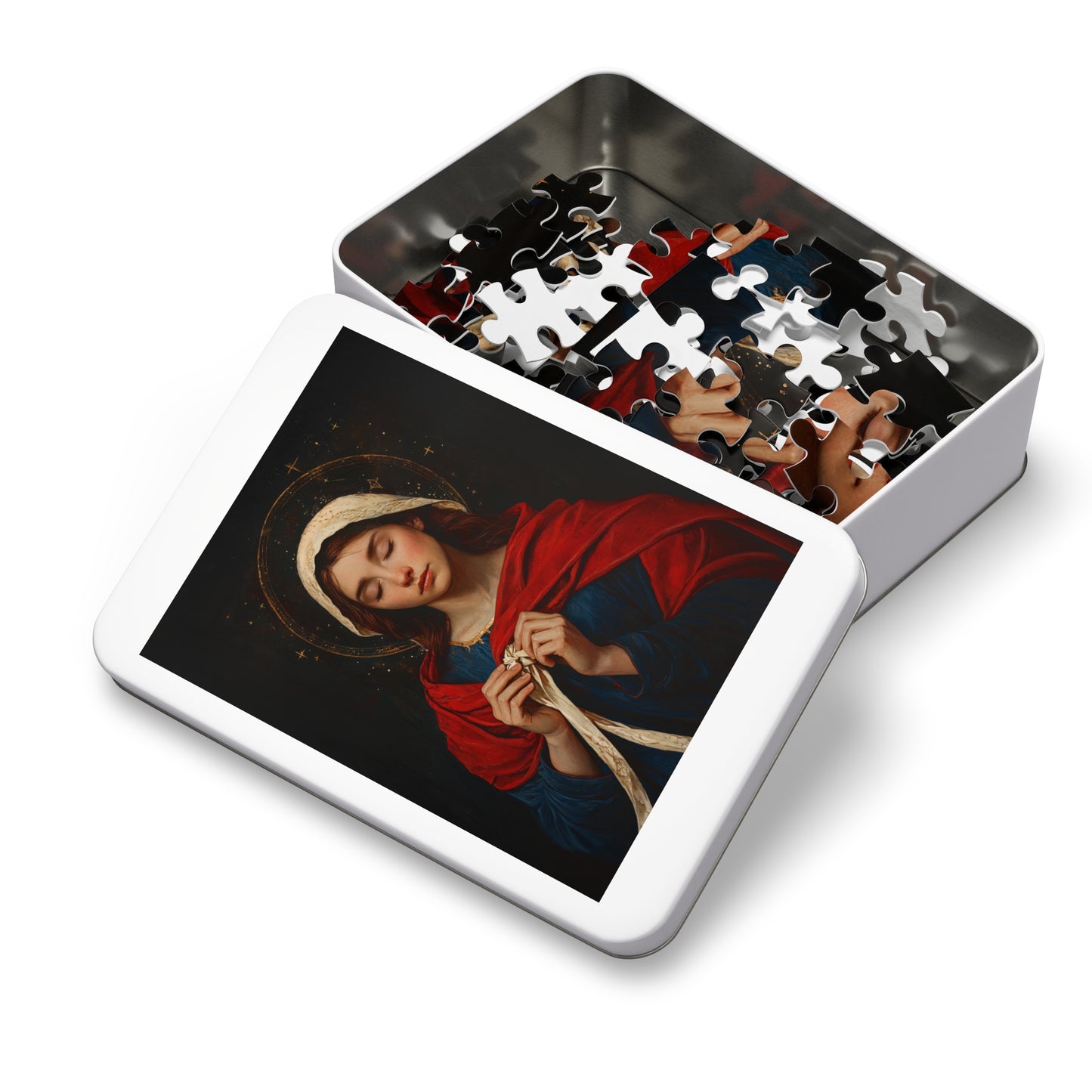 Mary Undoer of Knots - Mother Mary  - Untier of Knots - Marian Art - Puzzle - Keepsake Tin - Jigsaw Puzzle (30, 110, 252, 500,1000-Piece)