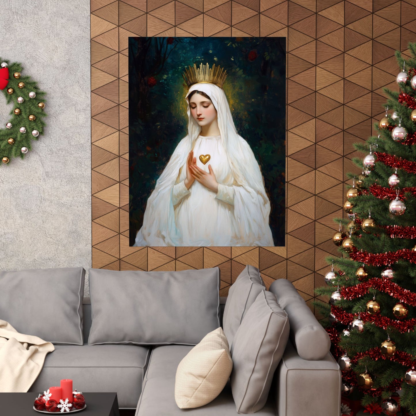 Our Lady of Beauraing - Our Lady of the Golden Heart - Marian Art - Sanctified Souls Print - Multiple Sizes - Premium Vertical Posters