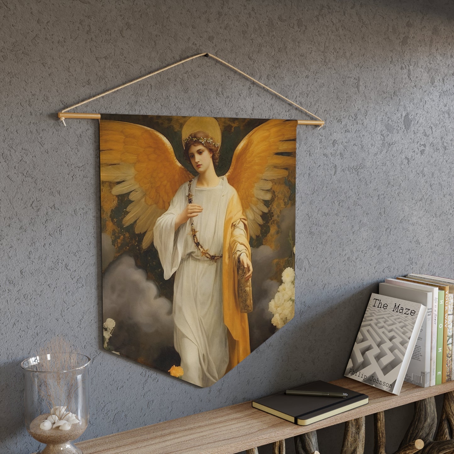 Saint Gabriel the Archangel Wall Banner / Wall Hanging - Prayer room art - Catholic Home Art - Our Lady of Guadalupe - 18" x 21"