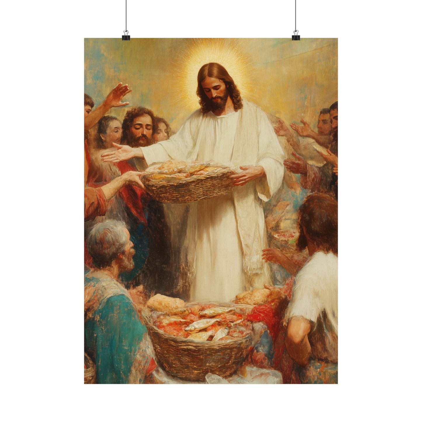 The Quiet Multiplication of Love : Loaves and Fishes - Sanctified Souls Print - Multiple Sizes - Premium Matte Vertical Posters