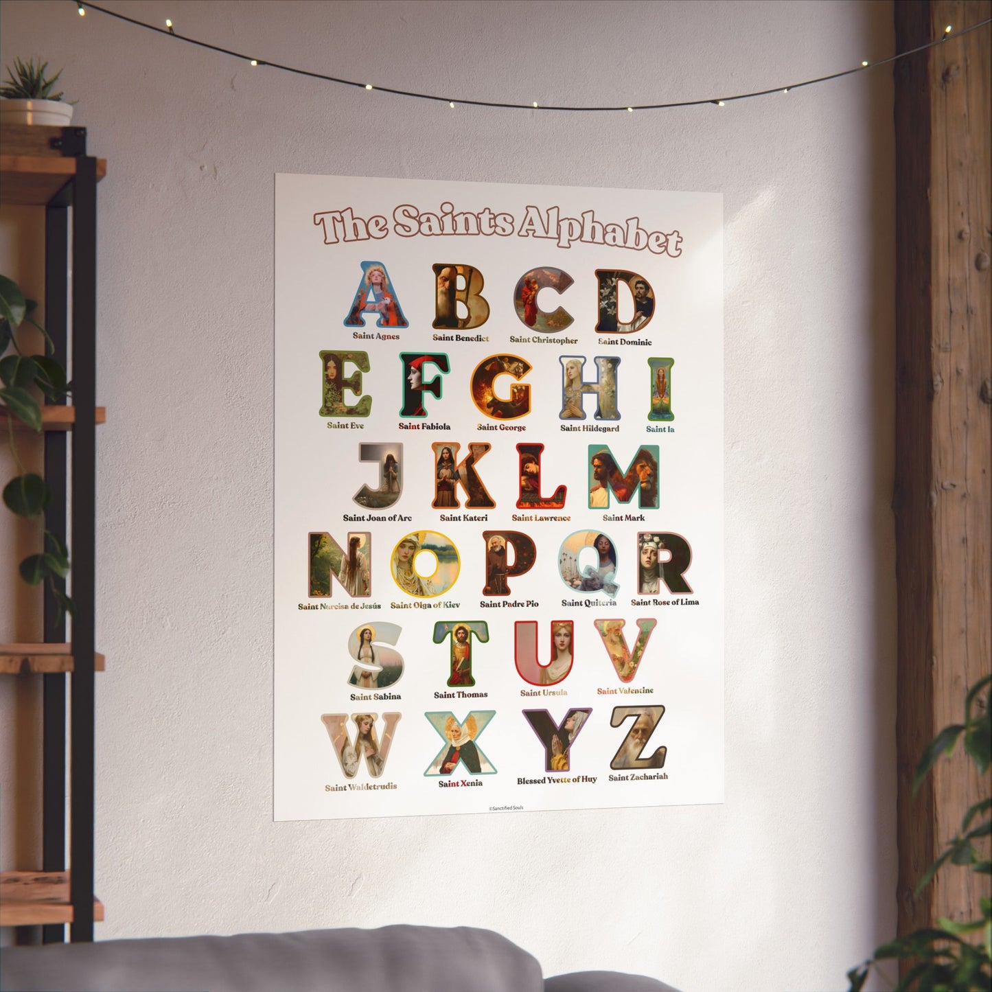 Catholic Saints ABC Print - Alphabet Poster - A to Z Saints Wall Art - Catholic Saints Chart- Classroom / Homeschool - Saints of the Church