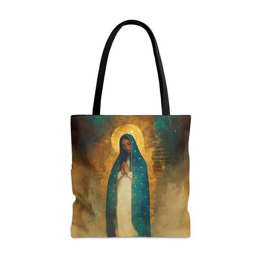 Flower of the new World - Our Lady of Guadalupe Tote Bag - Large Medium Small Faith Art Bag - Catholic Faith Purse - Double Sided