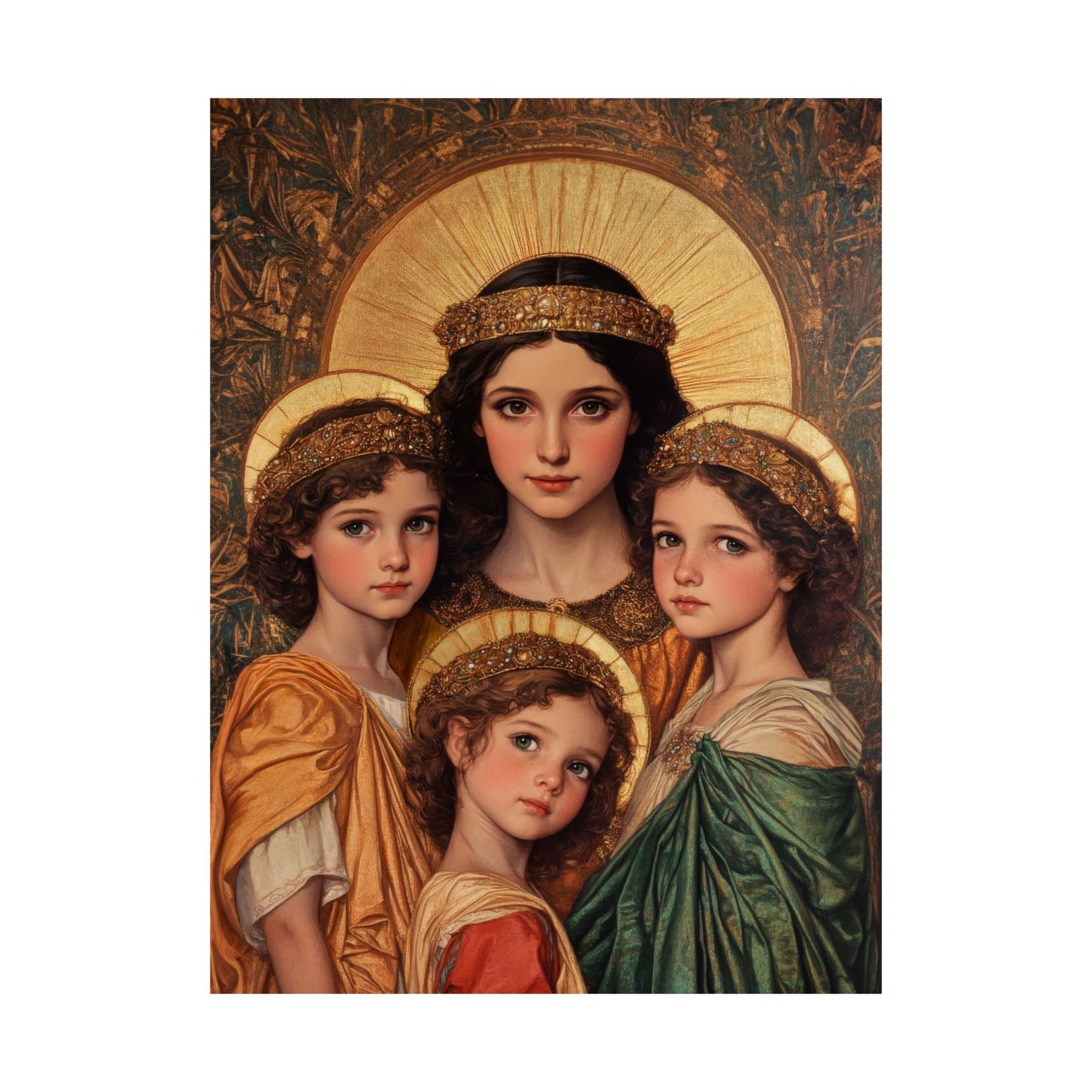 Saints Sophia, Faith, Hope and Charity - Sanctified Souls Print - Multiple Sizes - Premium Posters - Catholic Art - Christian