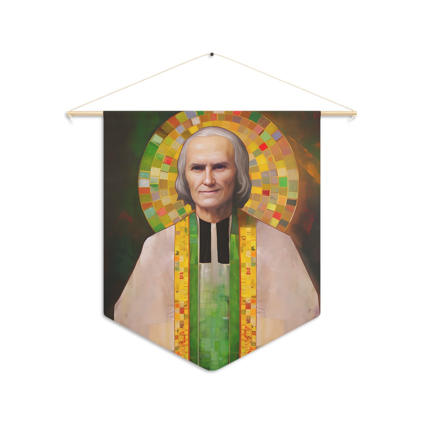 Saint John Vianney Wall Banner / Wall Hanging / Pennant - Prayer room - Catholic Art - Saint Art - Large Saint Print - 18" x 21"